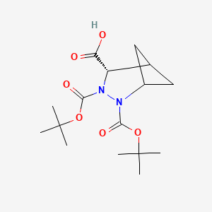 (S)-2,3-Bis(tert-butoxycarbonyl)-2,3-diazabicyclo[3.1.1]heptane-4-carboxylic acid chemical structure (CAS 3034241-44-3)
