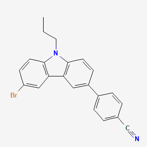 4-(6-Bromo-9-propyl-9H-carbazol-3-yl)benzonitrile chemical structure (CAS 3037499-59-2)