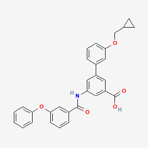 3'-(Cyclopropylmethoxy)-5-(3-phenoxybenzamido)-[1,1'-biphenyl]-3-carboxylic acid chemical structure (CAS 3048021-44-6)