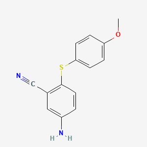 5-Amino-2-((4-methoxyphenyl)thio)benzonitrile chemical structure (CAS 306980-92-7)