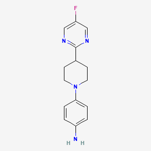 4-(4-(5-Fluoropyrimidin-2-yl)piperidin-1-yl)aniline chemical structure (CAS 3074712-82-3)