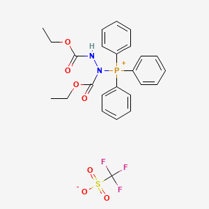 (1,2-Bis(ethoxycarbonyl)hydrazineyl)triphenylphosphonium trifluoromethanesulfonate chemical structure (CAS 3075704-21-8)