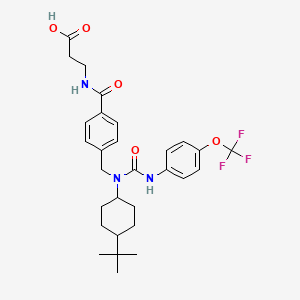 3-(4-((1-(trans-4-(tert-Butyl)cyclohexyl)-3-(4-(trifluoromethoxy)phenyl)ureido)methyl)benzamido)propanoic acid chemical structure (CAS 307983-31-9)