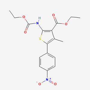 Ethyl 2-((ethoxycarbonyl)amino)-4-methyl-5-(4-nitrophenyl)thiophene-3-carboxylate chemical structure (CAS 308831-93-8)
