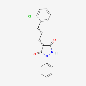 4-(3-(2-Chlorophenyl)allylidene)-1-phenylpyrazolidine-3,5-dione chemical structure (CAS 310460-39-0)