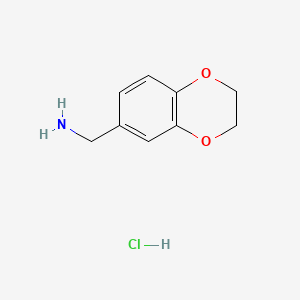 (2,3-Dihydrobenzo[b][1,4]dioxin-6-yl)methanamine hydrochloride chemical structure (CAS 31127-40-9)