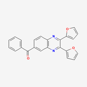 (2,3-Di(furan-2-yl)quinoxalin-6-yl)(phenyl)methanone chemical structure (CAS 312590-55-9)