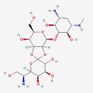 (3aS,3'R,4S,4'S,5'R,6R,6'R,7S,7aS)-4-(((1R,2S,3R,5S,6R)-3-Amino-2,6-dihydroxy-5-(methylamino)cyclohexyl)oxy)-6'-((S)-1-amino-2-hydroxyethyl)-6-(hydroxymethyl)octahydro-3aH-spiro[[1,3]dioxolo[4,5-c]pyran-2,2'-pyran]-3',4',5',7-tetraol chemical structure (CAS 31282-04-9)