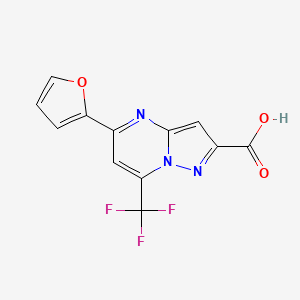 5-(Furan-2-yl)-7-(trifluoromethyl)pyrazolo[1,5-a]pyrimidine-2-carboxylic acid chemical structure (CAS 313968-60-4)