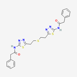 N,N'-((Thiobis(ethane-2,1-diyl))bis(1,3,4-thiadiazole-5,2-diyl))bis(2-phenylacetamide) chemical structure (CAS 314045-39-1)