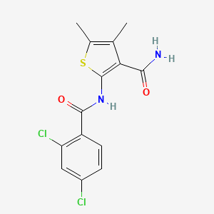 2-(2,4-Dichlorobenzamido)-4,5-dimethylthiophene-3-carboxamide chemical structure (CAS 314284-06-5)