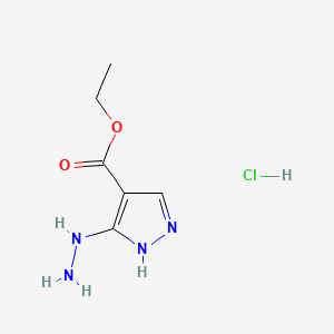 Ethyl 3-hydrazineyl-1H-pyrazole-4-carboxylate hydrochloride chemical structure (CAS 31697-18-4)