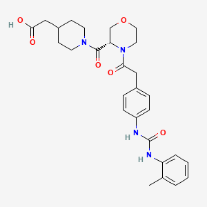 (S)-2-(1-(4-(2-(4-(3-(o-Tolyl)ureido)phenyl)acetyl)morpholine-3-carbonyl)piperidin-4-yl)acetic acid chemical structure (CAS 317353-73-4)