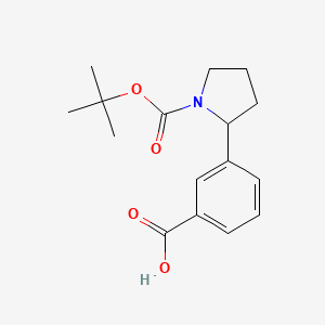 3-(1-(tert-Butoxycarbonyl)pyrrolidin-2-yl)benzoic acid chemical structure (CAS 317355-21-8)
