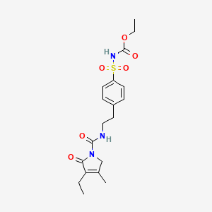 Ethyl (4-(2-(3-ethyl-4-methyl-2-oxo-2,5-dihydro-1H-pyrrole-1-carboxamido)ethyl)phenyl)sulfonylcarbamate chemical structure (CAS 318515-70-7)