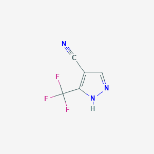 3-(Trifluoromethyl)-1H-pyrazole-4-carbonitrile chemical structure (CAS 318951-60-9)