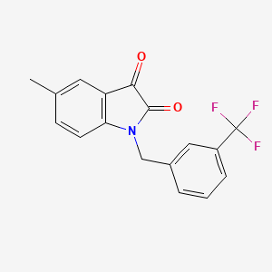 5-Methyl-1-(3-(trifluoromethyl)benzyl)indoline-2,3-dione chemical structure (CAS 320420-77-7)