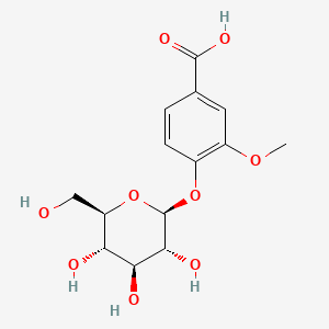 3-Methoxy-4-(((2S,3R,4S,5S,6R)-3,4,5-trihydroxy-6-(hydroxymethyl)tetrahydro-2H-pyran-2-yl)oxy)benzoic acid chemical structure (CAS 32142-31-7)