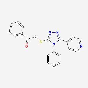 1-Phenyl-2-((4-phenyl-5-(pyridin-4-yl)-4H-1,2,4-triazol-3-yl)thio)ethanone chemical structure (CAS 325694-03-9)