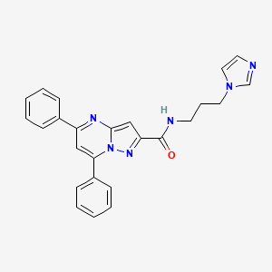 N-(3-(1H-Imidazol-1-yl)propyl)-5,7-diphenylpyrazolo[1,5-a]pyrimidine-2-carboxamide chemical structure (CAS 326923-09-5)