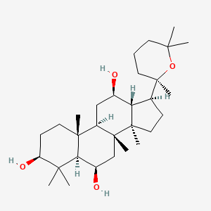 (3S,5R,6R,8R,9R,10R,12R,13R,14R,17S)-4,4,8,10,14-Pentamethyl-17-((R)-2,6,6-trimethyltetrahydro-2H-pyran-2-yl)hexadecahydro-1H-cyclopenta[a]phenanthrene-3,6,12-triol chemical structure (CAS 32791-84-7)