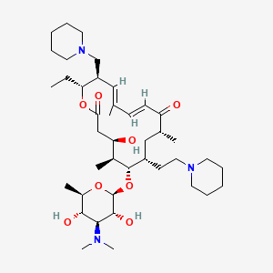(4R,5S,6S,7R,9R,11E,13E,15R,16R)-6-(((2R,3R,4S,5S,6R)-4-(Dimethylamino)-3,5-dihydroxy-6-methyltetrahydro-2H-pyran-2-yl)oxy)-16-ethyl-4-hydroxy-5,9,13-trimethyl-7-(2-(piperidin-1-yl)ethyl)-15-(piperidin-1-ylmethyl)oxacyclohexadeca-11,13-diene-2,10-dione chemical structure (CAS 328898-40-4)