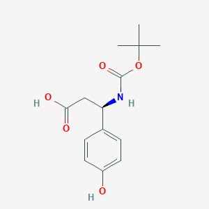 (R)-3-((tert-Butoxycarbonyl)amino)-3-(4-hydroxyphenyl)propanoic acid chemical structure (CAS 329013-12-9)