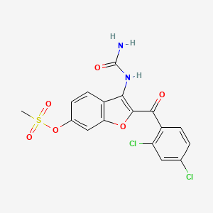 2-(2,4-Dichlorobenzoyl)-3-ureidobenzofuran-6-yl methanesulfonate chemical structure (CAS 329306-27-6)