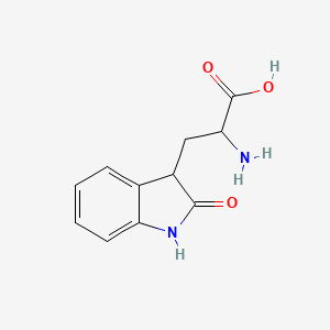2-Amino-3-(2-oxoindolin-3-yl)propanoic acid chemical structure (CAS 32999-55-6)