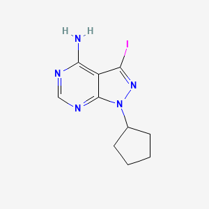 1-Cyclopentyl-3-iodo-1H-pyrazolo[3,4-d]pyrimidin-4-amine chemical structure (CAS 330794-31-5)