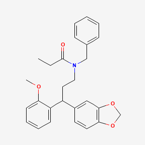 N-(3-(Benzo[d][1,3]dioxol-5-yl)-3-(2-methoxyphenyl)propyl)-N-benzylpropionamide chemical structure (CAS 330834-54-3)