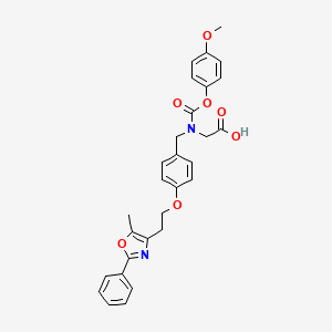 N-((4-Methoxyphenoxy)carbonyl)-N-(4-(2-(5-methyl-2-phenyloxazol-4-yl)ethoxy)benzyl)glycine chemical structure (CAS 331741-94-7)