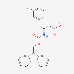 (R)-3-((((9H-Fluoren-9-yl)methoxy)carbonyl)amino)-4-(3-chlorophenyl)butanoic acid chemical structure (CAS 331763-57-6)