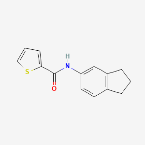 N-(2,3-Dihydro-1H-inden-5-yl)thiophene-2-carboxamide chemical structure (CAS 332055-83-1)
