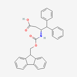 (R)-3-((((9H-Fluoren-9-yl)methoxy)carbonyl)amino)-4,4-diphenylbutanoic acid chemical structure (CAS 332062-10-9)