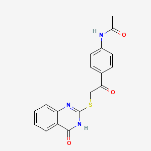 N-(4-(2-((4-Oxo-3,4-dihydroquinazolin-2-yl)thio)acetyl)phenyl)acetamide chemical structure (CAS 332169-78-5)