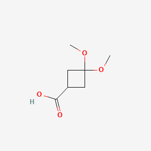 3,3-Dimethoxycyclobutanecarboxylic acid chemical structure (CAS 332187-56-1)
