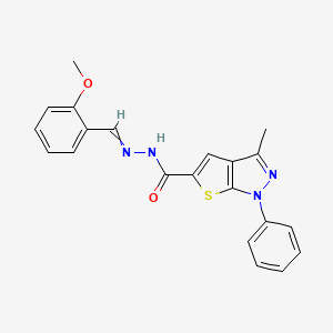 N'-(2-Methoxybenzylidene)-3-methyl-1-phenyl-1H-thieno[2,3-c]pyrazole-5-carbohydrazide chemical structure (CAS 332390-37-1)
