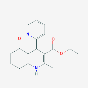 Ethyl 2-methyl-5-oxo-4-(pyridin-2-yl)-1,4,5,6,7,8-hexahydroquinoline-3-carboxylate chemical structure (CAS 33323-30-7)