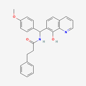 N-((8-Hydroxyquinolin-7-yl)(4-methoxyphenyl)methyl)-3-phenylpropanamide chemical structure (CAS 333314-79-7)