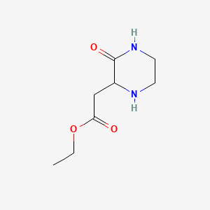 Ethyl 2-(3-oxopiperazin-2-yl)acetate chemical structure (CAS 33422-35-4)