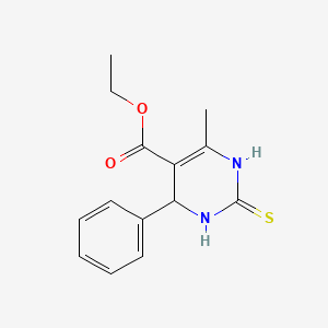 Ethyl 6-methyl-4-phenyl-2-thioxo-1,2,3,4-tetrahydropyrimidine-5-carboxylate chemical structure (CAS 33458-26-3)