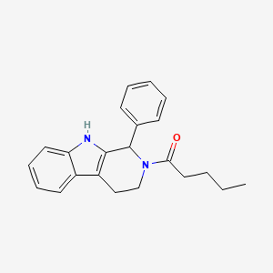 1-(1-Phenyl-1,3,4,9-tetrahydro-2H-pyrido[3,4-b]indol-2-yl)pentan-1-one chemical structure (CAS 334939-35-4)