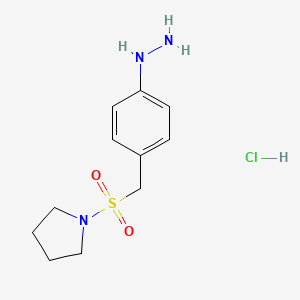 1-((4-Hydrazinylbenzyl)sulfonyl)pyrrolidine hydrochloride chemical structure (CAS 334981-11-2)