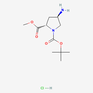 (2S,4R)-1-tert-Butyl 2-methyl 4-aminopyrrolidine-1,2-dicarboxylate hydrochloride chemical structure (CAS 334999-32-5)
