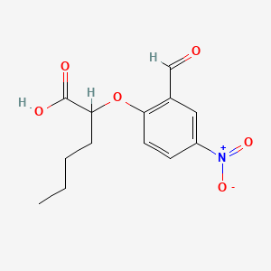 2-(2-Formyl-4-nitrophenoxy)hexanoic acid chemical structure (CAS 335153-21-4)