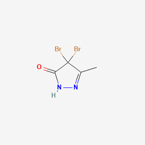 4,4-Dibromo-3-methyl-1H-pyrazol-5(4H)-one chemical structure (CAS 33549-66-5)