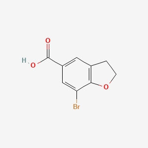 7-Bromo-2,3-dihydrobenzofuran-5-carboxylic acid chemical structure (CAS 335671-77-7)