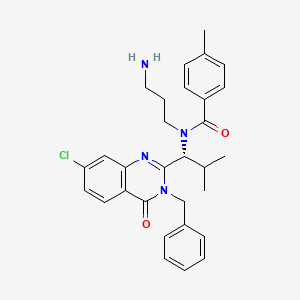 (R)-N-(3-Aminopropyl)-N-(1-(3-benzyl-7-chloro-4-oxo-3,4-dihydroquinazolin-2-yl)-2-methylpropyl)-4-methylbenzamide chemical structure (CAS 336113-53-2)