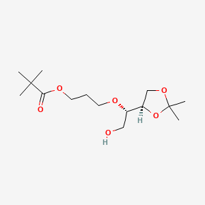 3-((S)-1-((R)-2,2-Dimethyl-1,3-dioxolan-4-yl)-2-hydroxyethoxy)propyl pivalate chemical structure (CAS 337970-22-6)